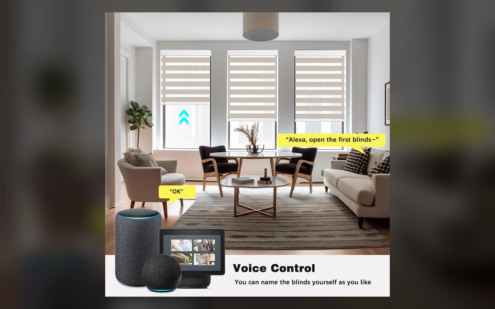 Alexa voice control for motorized window blinds
