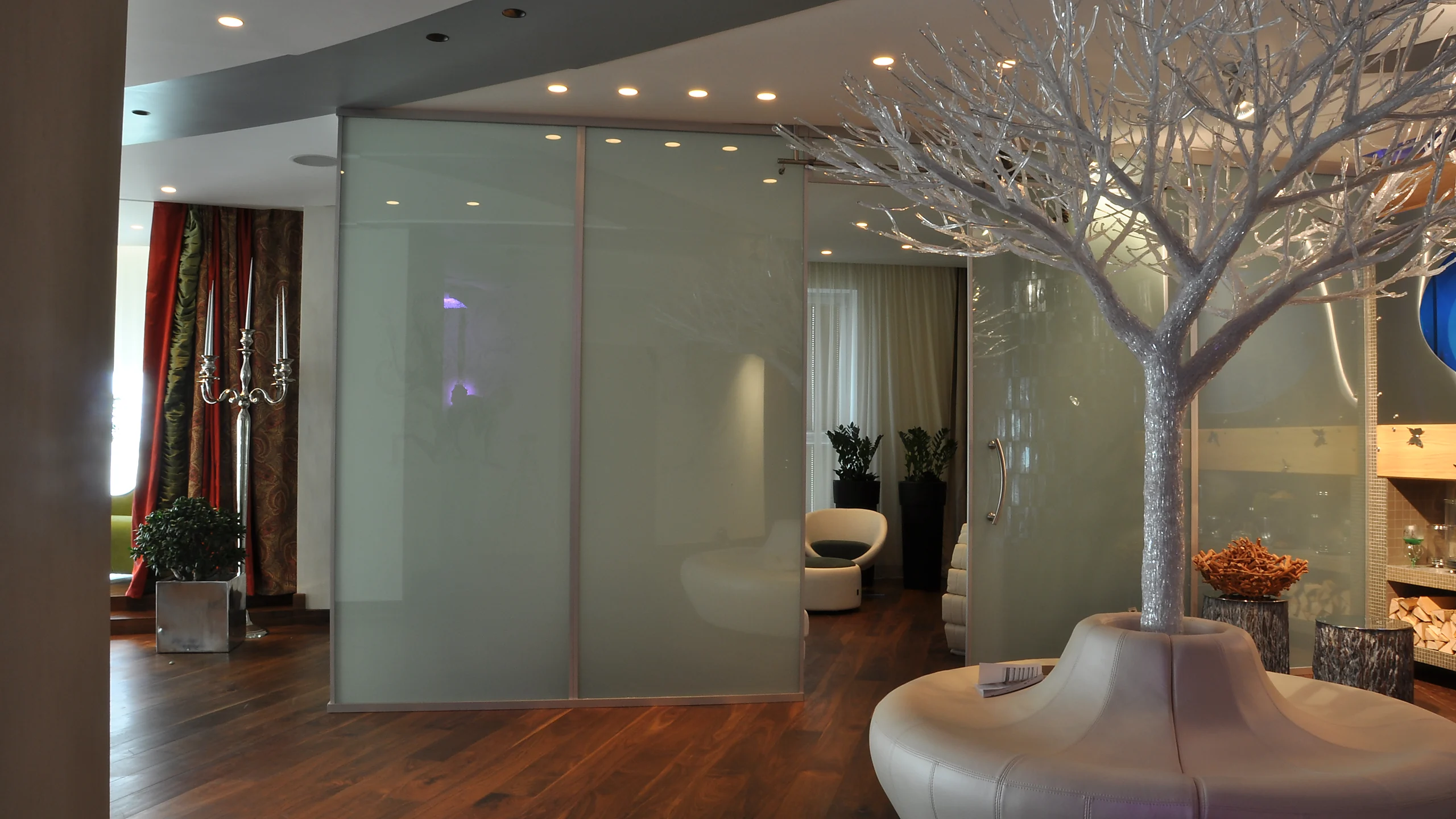 Smart Glass Film switched to its frosted privacy state